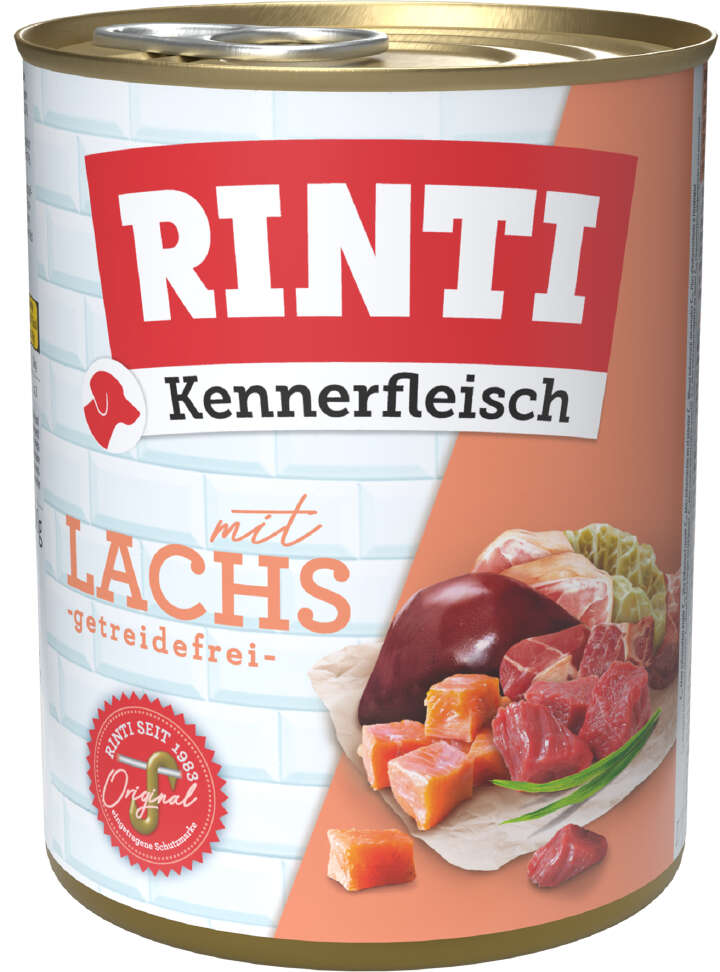 RINTI Hunde-Nassfutter Kennerfleisch mit Lachs getreidefrei